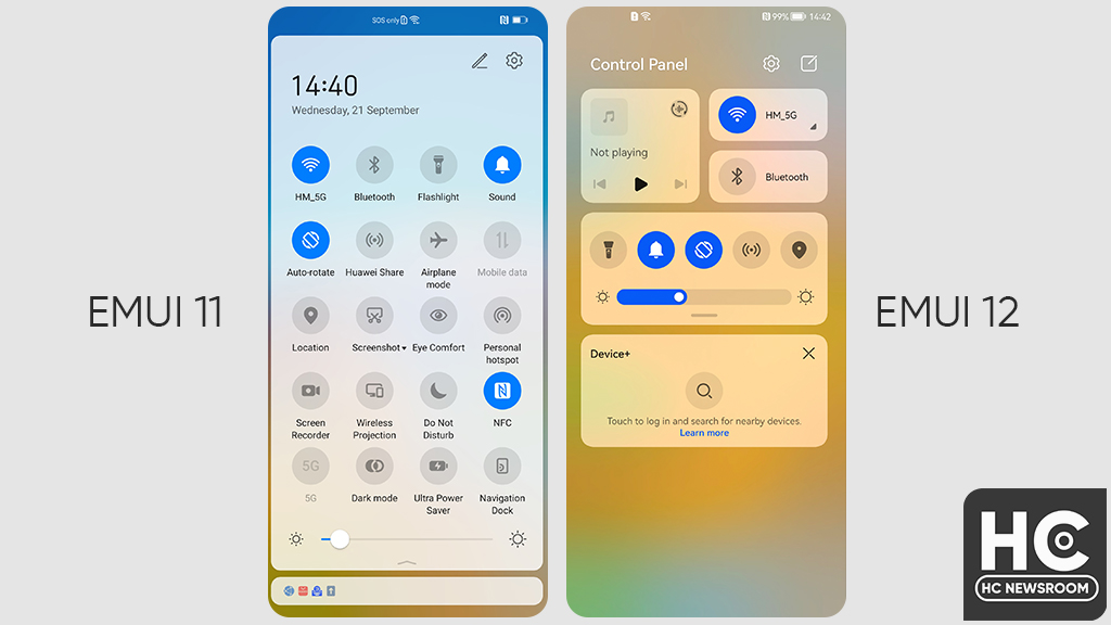 emui control panel quick settings