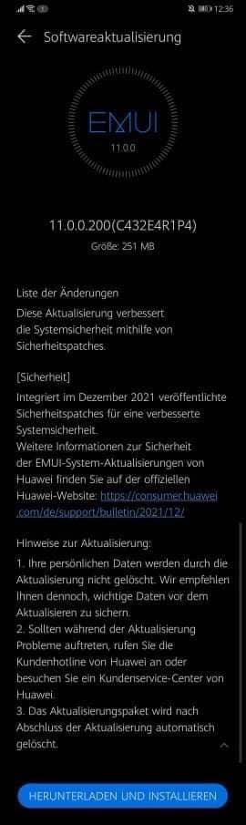 Huawei Mate 20 Pro December 2021 update