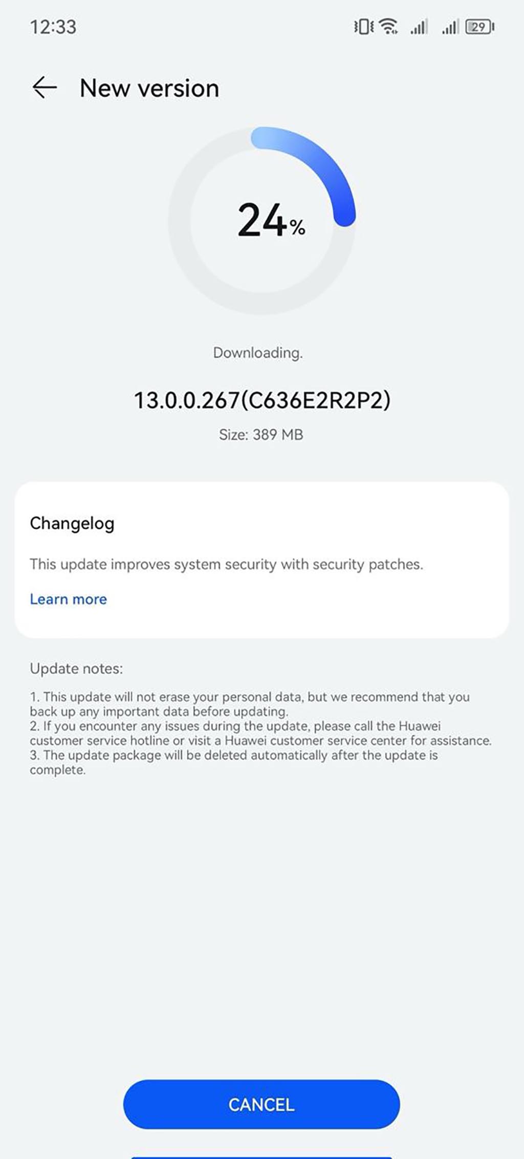 Huawei Nova Y90 January 2024 update
